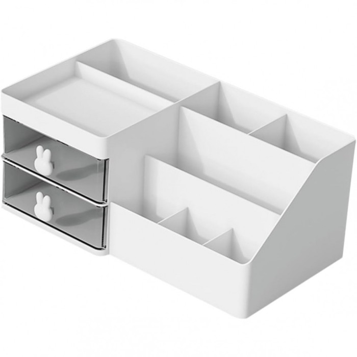 Cutie organizare, papetarie, makeup, plastic, pc hard, 27.5x15.5x12 cm, moonlight white