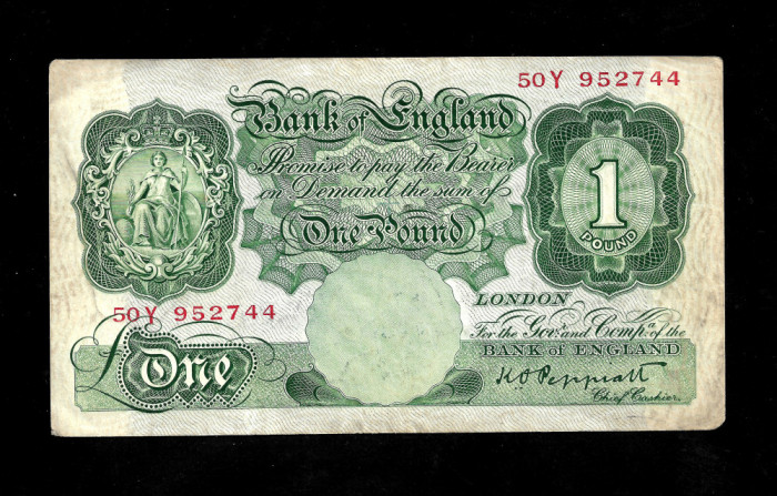 Marea Britanie/Anglia - Bank of England Notes - ONE POUNDS 1934 Peppiatt - VF