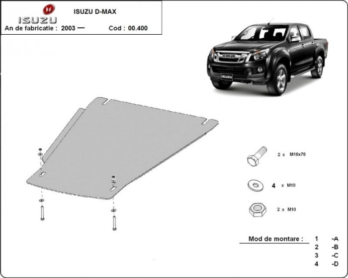 Scut metalic cutie de viteze Isuzu D-Max 2012-2019