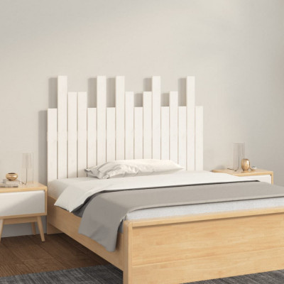 vidaXL Tăblie de pat pentru perete, alb, 108x3x80 cm, lemn masiv pin foto