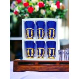 Set 6 pahare albaste din sticlă