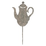 Cumpara ieftin Decoratiune gradina Ceainic metal gri vintage 20x1x40 cm