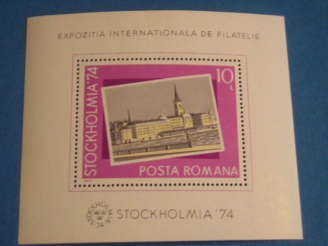 M1 TX7 16 - 1974 - Expozitia internationala filatelica STOCKHOLM 74 colita