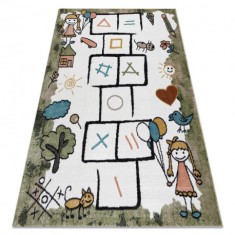 Covor FUN Hop pentru copii, şotron, animale, verde, 160x220 cm