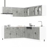 VidaXL Set dulapuri de bucătărie 11 piese &bdquo;Porto&rdquo; gri beton Lemn 3314935
