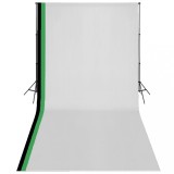 VidaXL Set studio foto cu 3 fundaluri de bumbac, cadru reglabil, 3x6 m