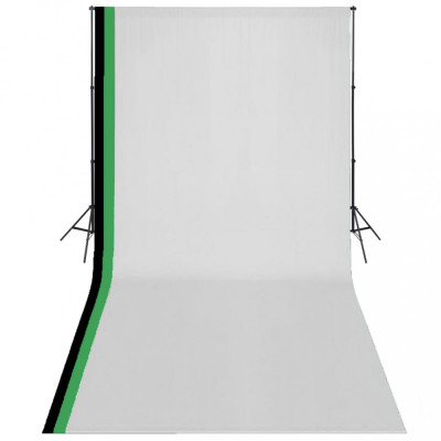 vidaXL Set studio foto cu 3 fundaluri de bumbac, cadru reglabil, 3x6 m foto