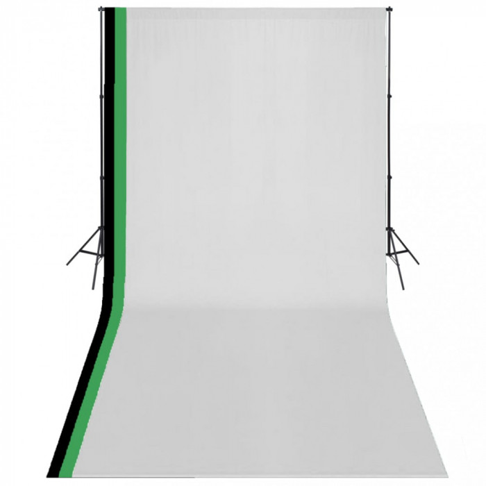 vidaXL Set studio foto cu 3 fundaluri de bumbac, cadru reglabil, 3x6 m