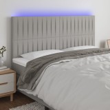 VidaXL Tăblie de pat cu LED, gri deschis, 180x5x118/128 cm, textil