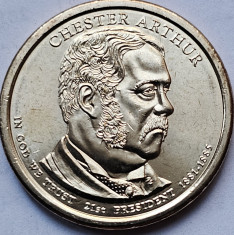 Monedă 1 Dollar 2012 USA, Chester Arthur, 21th President, unc-Aunc, litera D foto