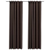 Perdele opace aspect panza carlige 2 buc. gri taupe 140x225 cm