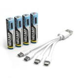 SET 4 ACUMULATORI LR03 AAA 400MAH CU INCARCARE TIP C VELAMP