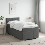 Cumpara ieftin Pat boxspring cu saltea Gri inchis 90 x 190 cm Tesatura