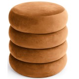 Taburet tapitat Snuggo cu spatiu de depozitare, velur, diametru 42 cm, inaltime 45 cm, portocaliu Household NewTrend