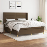 vidaXL Pat box spring cu saltea, maro &icirc;nchis, 160x200 cm, textil