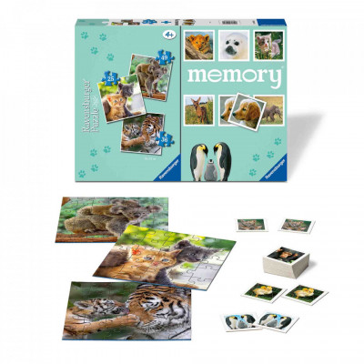Puzzle + Joc Memory Animale, 25/36/49 Piese foto