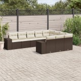 vidaXL Set canapele de grădină cu perne, 10 piese, maro, poliratan 3255430