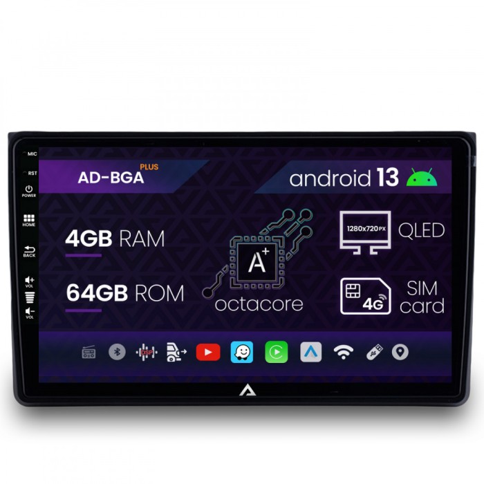 Navigatie Audi A4(B6 B7) Seat Exeo, Android 13, A-Octacore 4GB RAM + 64GB ROM, 9 Inch - AD-BGA9004+AD-BGRKIT425