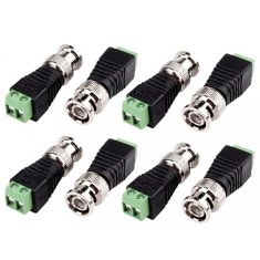 Set 8 conectori BNC cu 2 borne prindere, mufa tata, camere supraveghere video, pentru orice cablu (coaxial, retea, electric)
