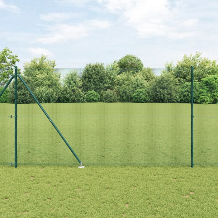 vidaXL Gard din s&acirc;rmă sudată cu 7 st&acirc;lpi ascuțiți Verde 1.6x10 m Oțel
