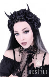 Accesoriu păr gotic - Bentita Coarne de căprioară cu trandafiri negri