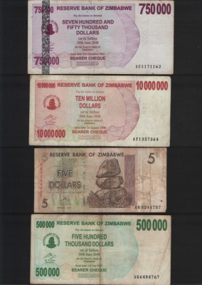 Set 4 bancnote Zimbabwe #13 foto