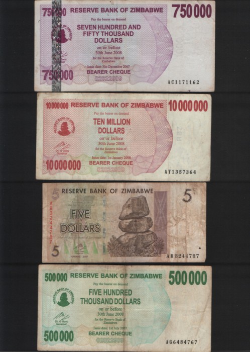 Set 4 bancnote Zimbabwe #13