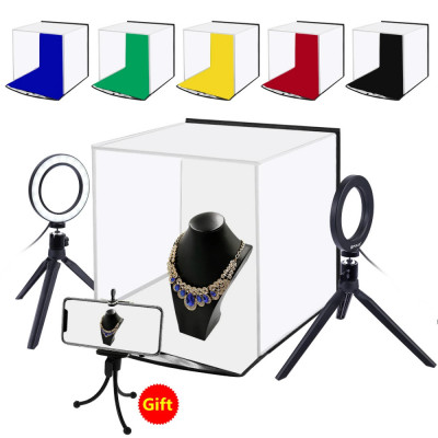 Stbox Portable 30 * 30cm Light Box Studio Cort Lampă LED Fotografie color Spate foto