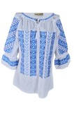 Bluza tip ie dama R24, alb cocos/albastru cosmic , marimea 3XL
