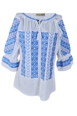 Bluza tip ie dama R24, alb cocos/albastru cosmic , marimea 2XL foto