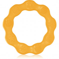 BabyOno Be Active Silicone Teether Ring jucărie pentru dentiție Yellow 1 buc