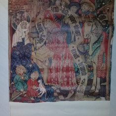 Afis vechi,Secțiunea unei tapiserii scene din legenda Elisabeta,țesută în 1475