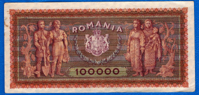 (1) BANCNOTA ROMANIA - 100.000 LEI 1947 (25 IANUARIE), STARE BUNA, MAI RARA foto