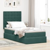 Cumpara ieftin Pat cu LED si saltea Verde inchis 100 x 200 cm Catifea