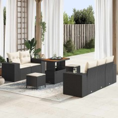 vidaXL Set de canapele pentru grădină 8 pcs Negru poliratan 3361950