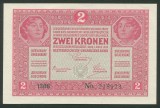 u784 UNGARIA AUSTRIA BANCNOTA DE 2 korona kronen coroane 1917 fara supratipar NECIRCULATA UNC