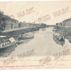 1461 - TIMISOARA, Boat on the river Bega, Litho - old postcard - used - 1901