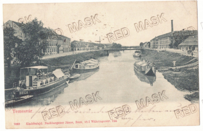 1461 - TIMISOARA, Boat on the river Bega, Litho - old postcard - used - 1901