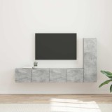 Cumpara ieftin Set comoda TV 3 buc. Gri din beton Lemn prelucrat
