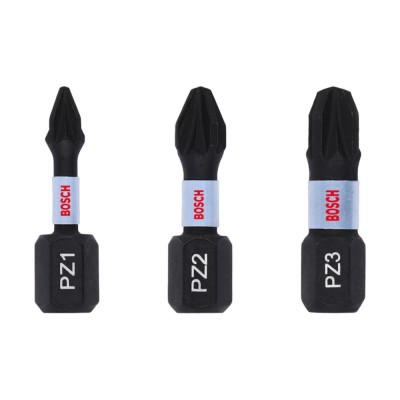 Set 3 biti de insurubare cu impact Bosch PZ1, PZ2, PZ3, lungime 25 mm foto