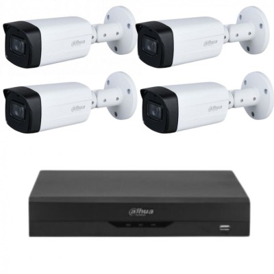 Kit supraveghere Dahua 4 camere, 5MP, lentila 3.6mm, IR 80M, DVR Dahua cu 4 canale 4K SafetyGuard Surveillance foto