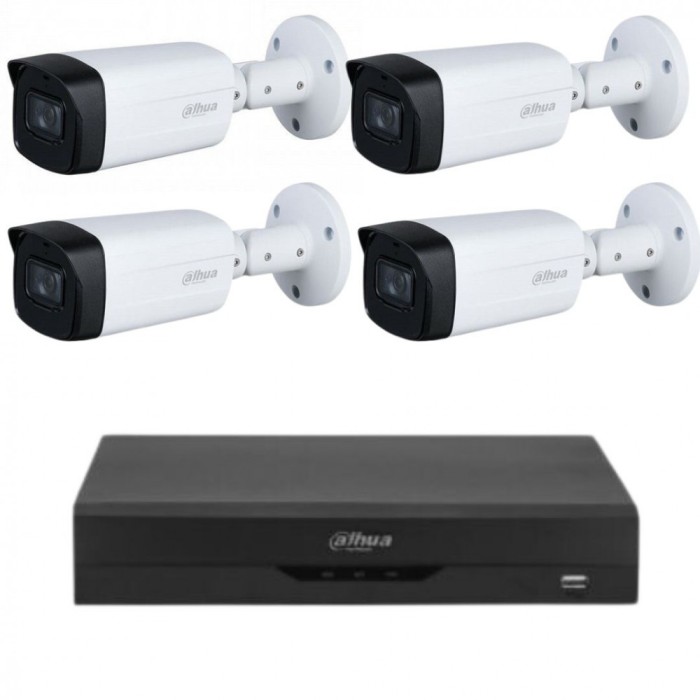 Kit supraveghere Dahua 4 camere, 5MP, lentila 3.6mm, IR 80M, DVR Dahua cu 4 canale 4K SafetyGuard Surveillance