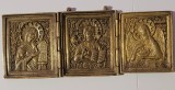 Icoană din alamă, triptic, secolul XIX, in stare bună.