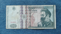 500 Lei 1992 Romania / filigran fata / seria 951845 foto