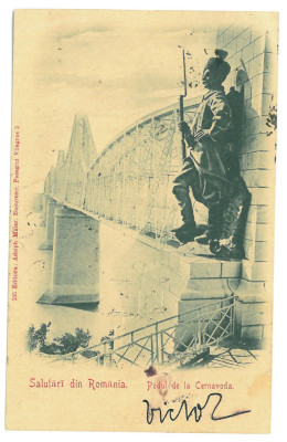 3913 - CERNAVODA, Dobrogea, Bridge Saligny, Litho - old postcard - used - 1900 foto