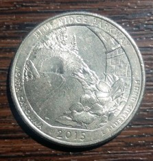 (M1218) MONEDA SUA- QUARTER DOLLAR 2015,LIT. P,NORTH CAROLINA,BLUE RIDGE PARKWAY
