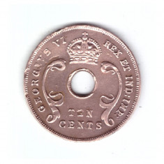 Moneda Africa de est 10 cents/centi 1942, stare buna, curata