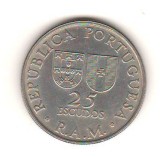 SV * Portugalia 25 ESCUDOS 1981 * REGIUNEA AUTONOMA MADEIRA * ZARCO - erou local, Europa, Nichel