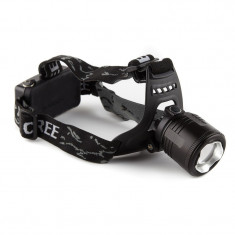 Lanterna De Cap, Aluminiu ,Zoom , Cu Acumulator 2XT6 Led CREE Lumina Alb-Verde - ElectroAZ foto