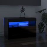 Cumpara ieftin Comodă TV cu lumini LED, negru extralucios, 60x35x40 cm